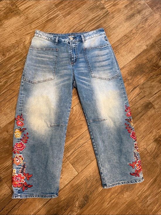Flamingals Denim - Flamingals embroidered barrel jeans